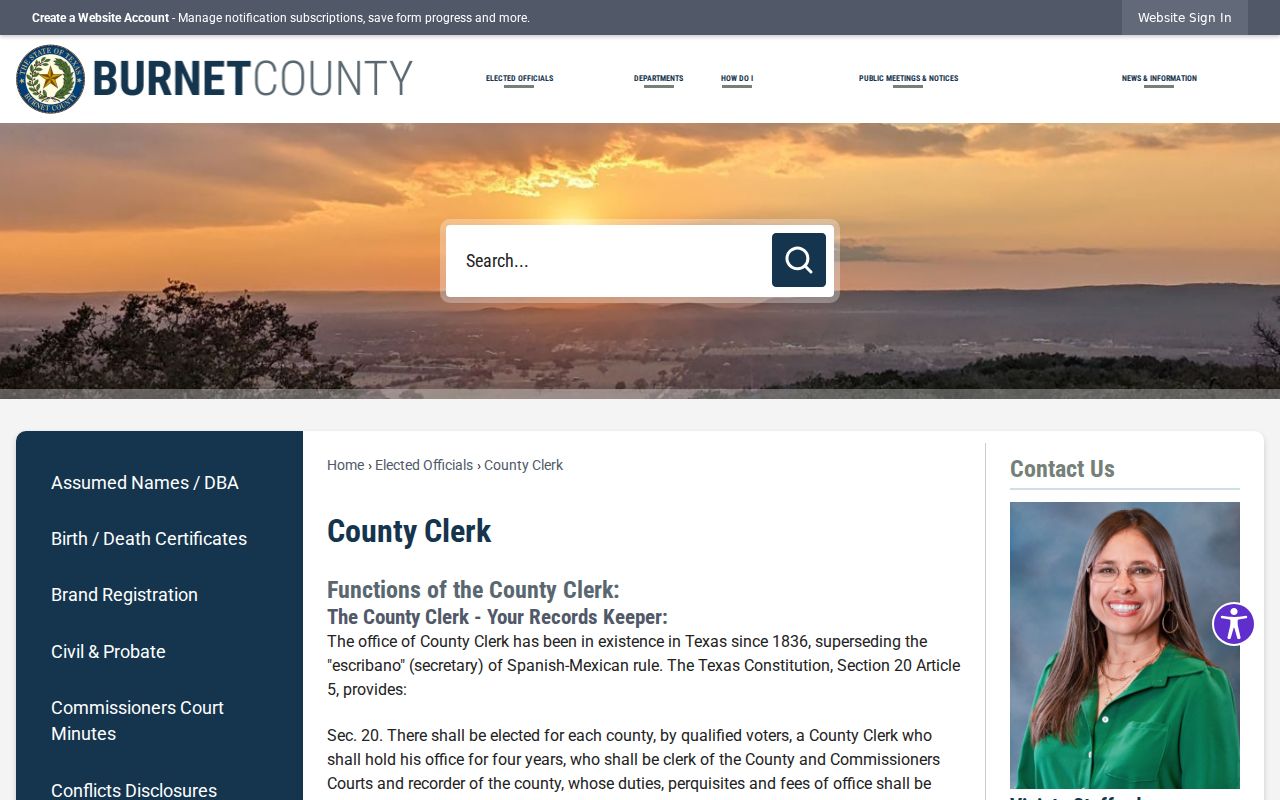 Official Burnet County County Clerk records page