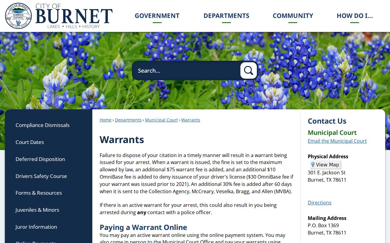 Burnet court docket warrant information