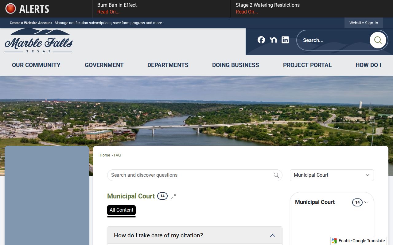 Marble Falls court docket lost citation routing FAQ