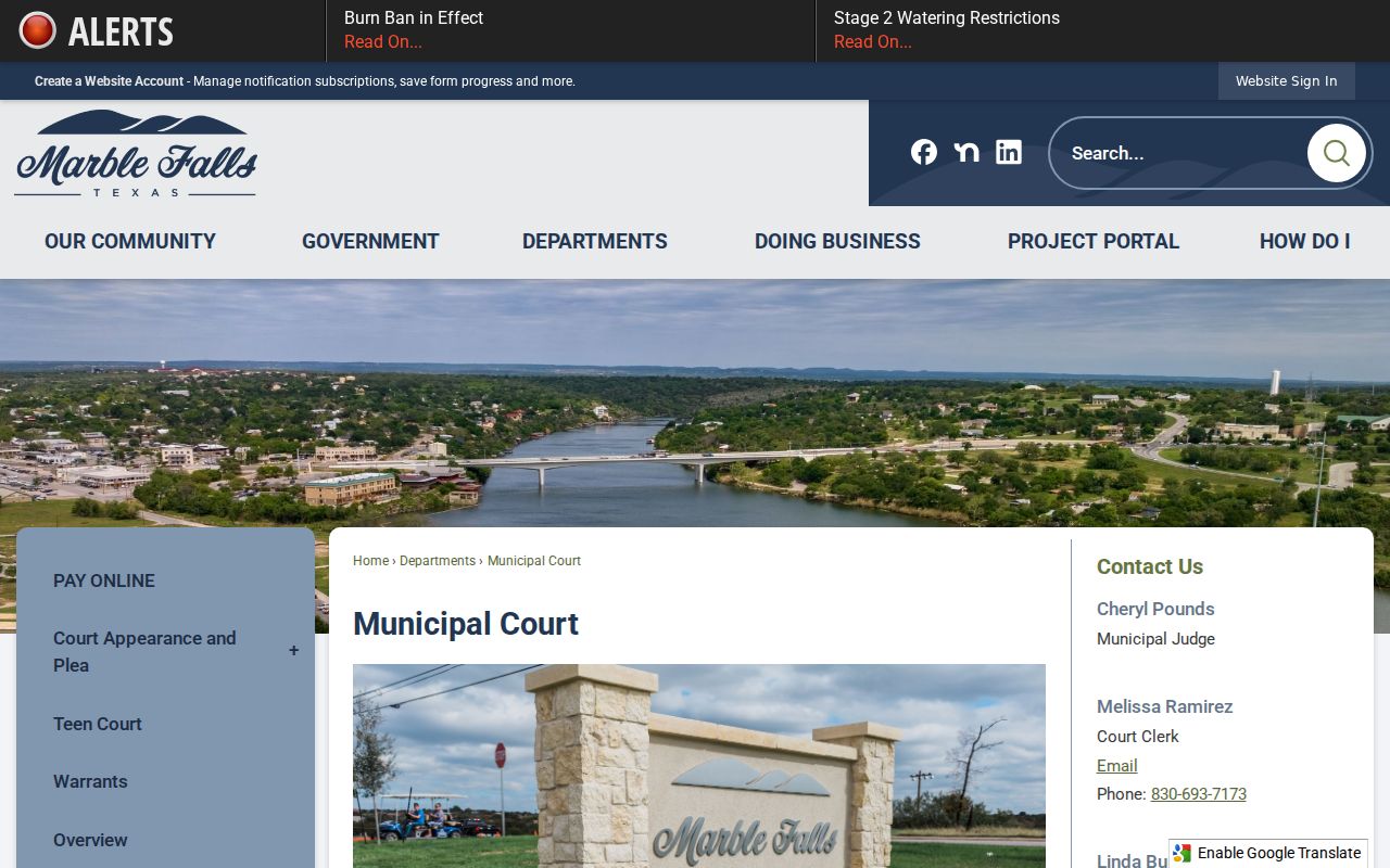 Marble Falls court docket Municipal Court page