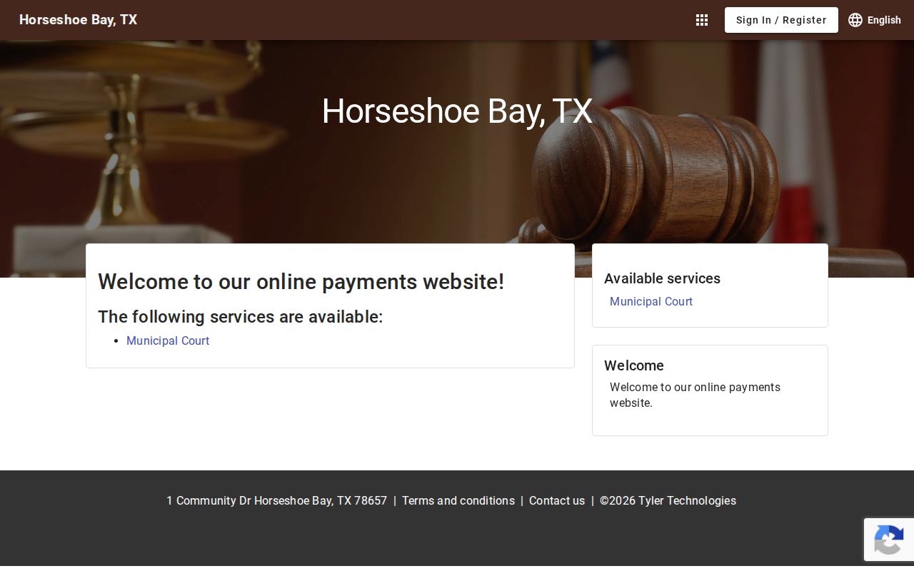 Horseshoe Bay Municipal Online Services payment and citation portal