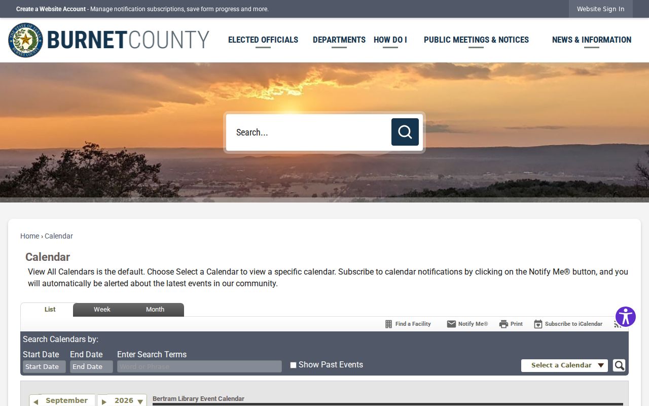 Burnet County court calendar search